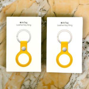 2 Each Apple AirTag Holder Leather Key Ring Meyer Lemon MM063ZM/A (No Air Tag)